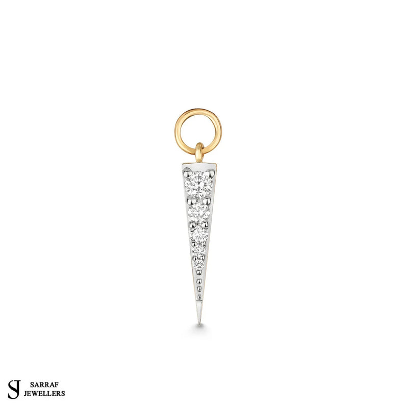 Diamond Spike Charm for earrings, 9ct Gold Earring Triangle Charm For Ladies, Diamond Charm - Sarraf Jewellers