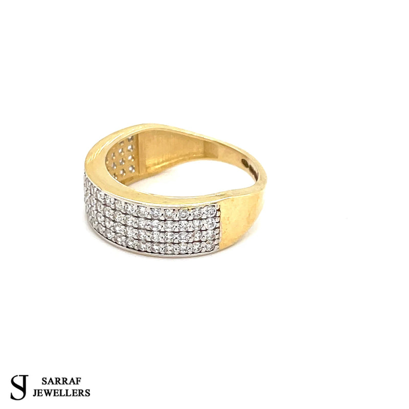 Ladies Gold Eternity Wedding Band, 9k Yellow Gold Hallmarked Ladies Cubic Zirconia CZ Ring, Gifts for Her - Sarraf Jewellers