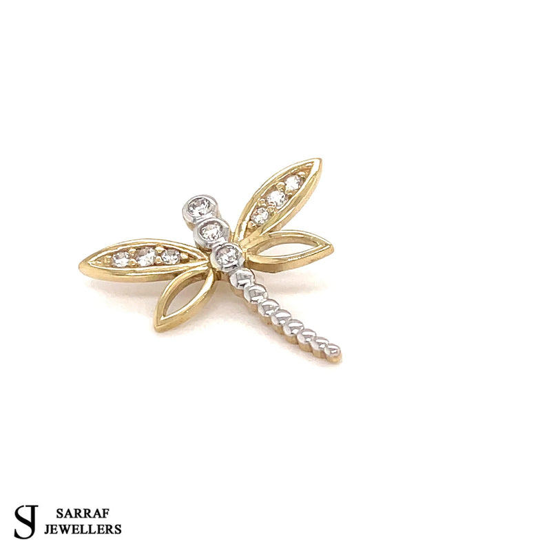 Dragon Fly for Necklace, Dragon Fly, Dragon Pendant, 9k 9ct Yellow GOLD Pendant Shiny Bling - Sarraf Jewellers