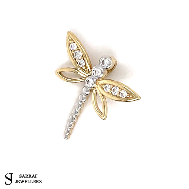 Dragon Fly for Necklace, Dragon Fly, Dragon Pendant, 9k 9ct Yellow GOLD Pendant Shiny Bling - Sarraf Jewellers