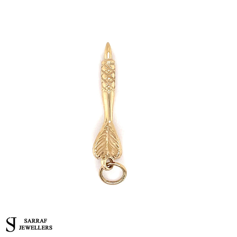 Gold Dart Pendant, Gold Pendant for Chain or Necklace, 9ct Yellow Gold, Small Dart, Men's Women's Pendant - Sarraf Jewellers