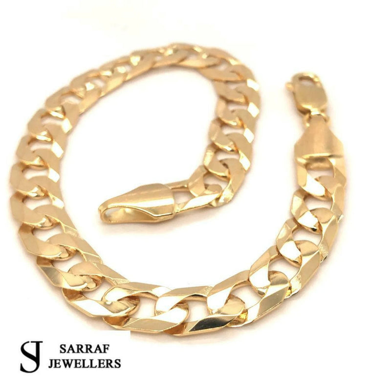 9ct Yellow Gold CURB CHAIN  Bracelet 375 Hallmarked 7.5mm BRAND NEW - Sarraf Jewellers