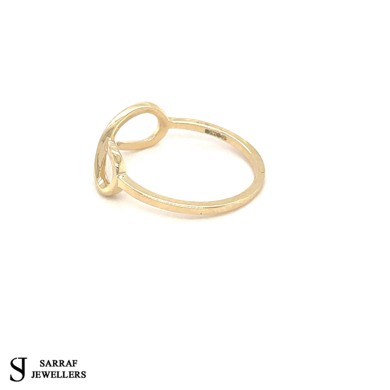 Gold Infinity Simple Ring, 9ct Yellow Gold Ladies Infinity Ring, Gold Crossover Ring - Sarraf Jewellers