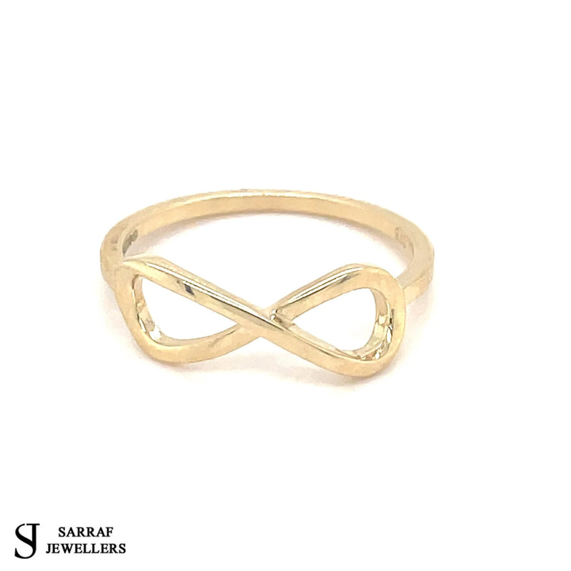Gold Infinity Simple Ring, 9ct Yellow Gold Ladies Infinity Ring, Gold Crossover Ring - Sarraf Jewellers