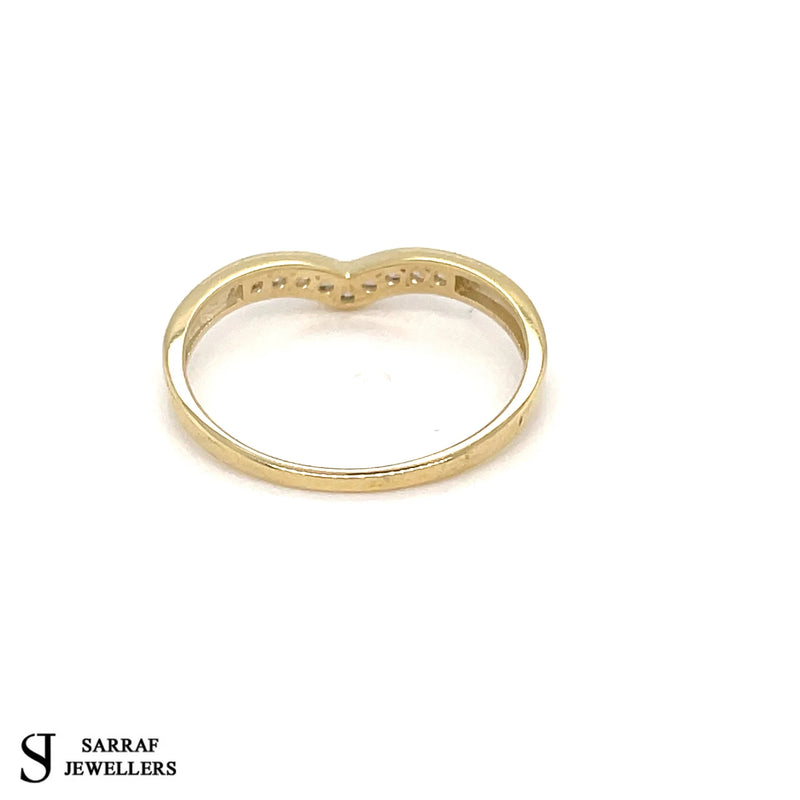 Wishbone Eternity Ring, 9ct Yellow Gold Ring, Stacking Ring, Chevron Ring, Minimalist Ring - Sarraf Jewellers