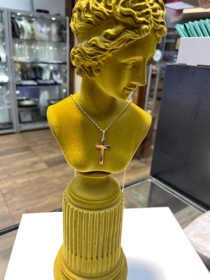 Flat Gold Cross, 9k Plain Yellow Gold Cross, Cross For Men, Cross For Women, Cross Pendant - Sarraf Jewellers