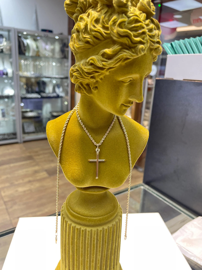 Gold Cross Pendant, 9K Yellow Plain Cross, Classy Unisex Cross, Cross For Women, Cross For Men - Sarraf Jewellers