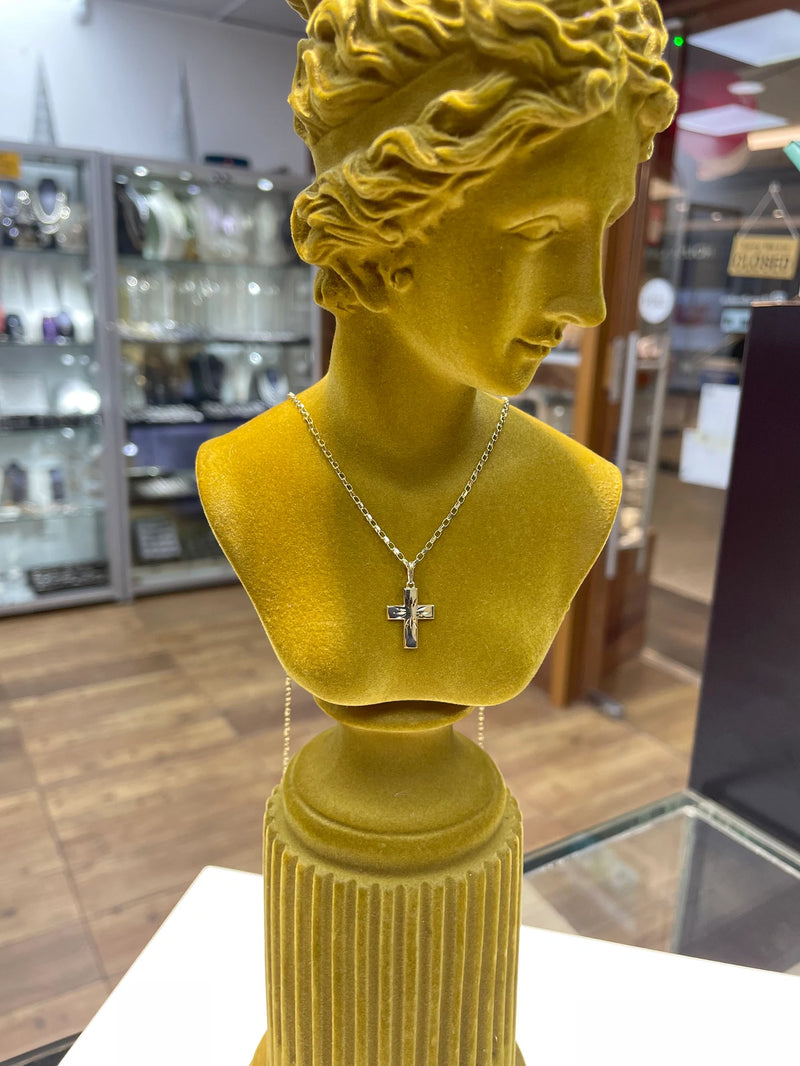 Diamond Cut Cross Pendant  9K Yellow Gold, Tiny Small Cross Pendant, Shiny Cross, Cross for Woman, Cross For Men - Sarraf Jewellers