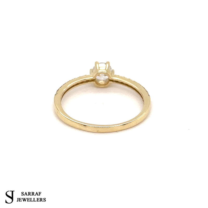 9ct Yellow Gold Ring, Ladies Gold Ring, Solitaire Engagment Ring, Wedding Band, Single Stone - Sarraf Jewellers