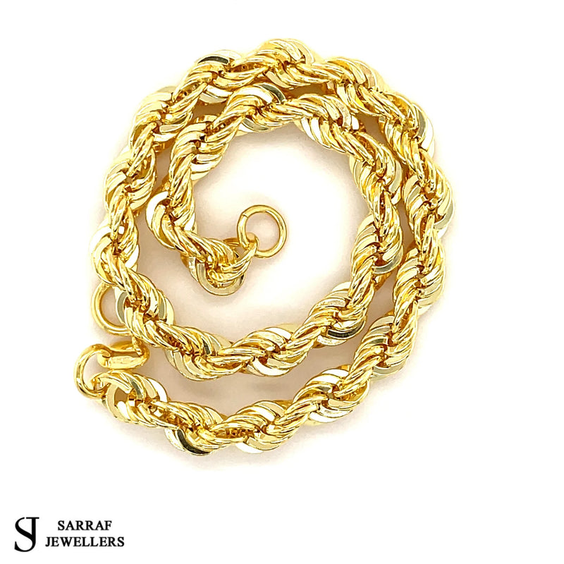 Gold Rope Bracelet, Rope Bracelet, 9ct Rope Mens Bracelet Yellow, 375 Yellow Gold, 5mm Gifts for her 7 inch - Sarraf Jewellers