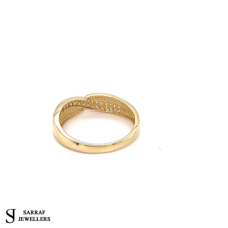 Gold Ring, 9ct Gold Ring, Simple Gold Ring, Ladies Gold Ring, Yellow Gold Cz Ring - Sarraf Jewellers