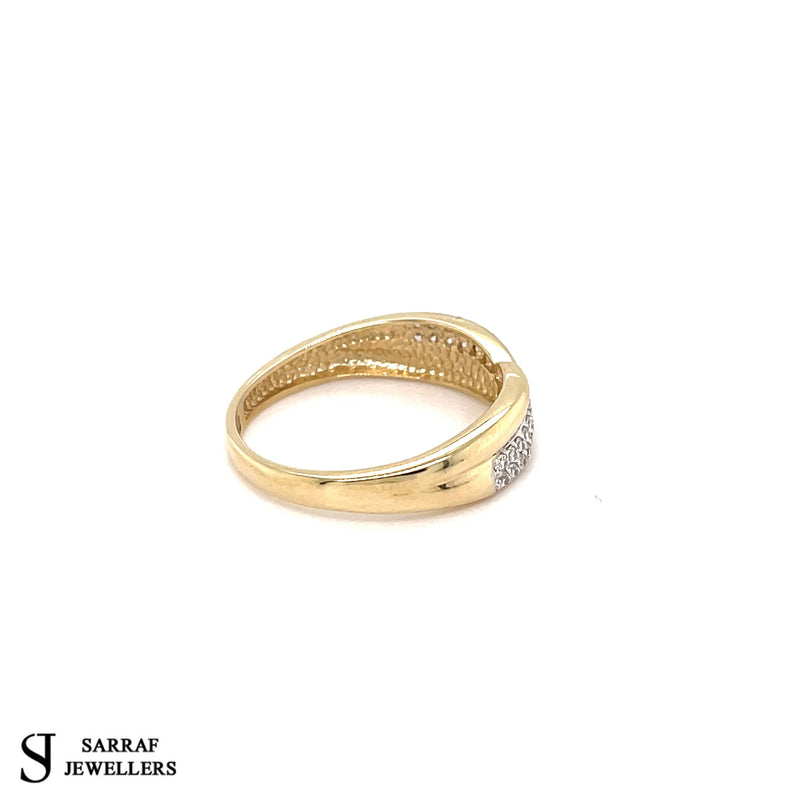 Gold Ring, 9ct Gold Ring, Simple Gold Ring, Ladies Gold Ring, Yellow Gold Cz Ring - Sarraf Jewellers