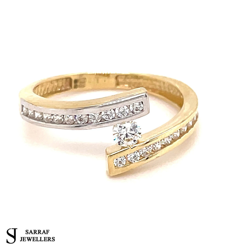 9ct Yellow Gold Ring, Engagement Ring,Single Stone Ring, Cubic Zirconia Stones Ring - Sarraf Jewellers