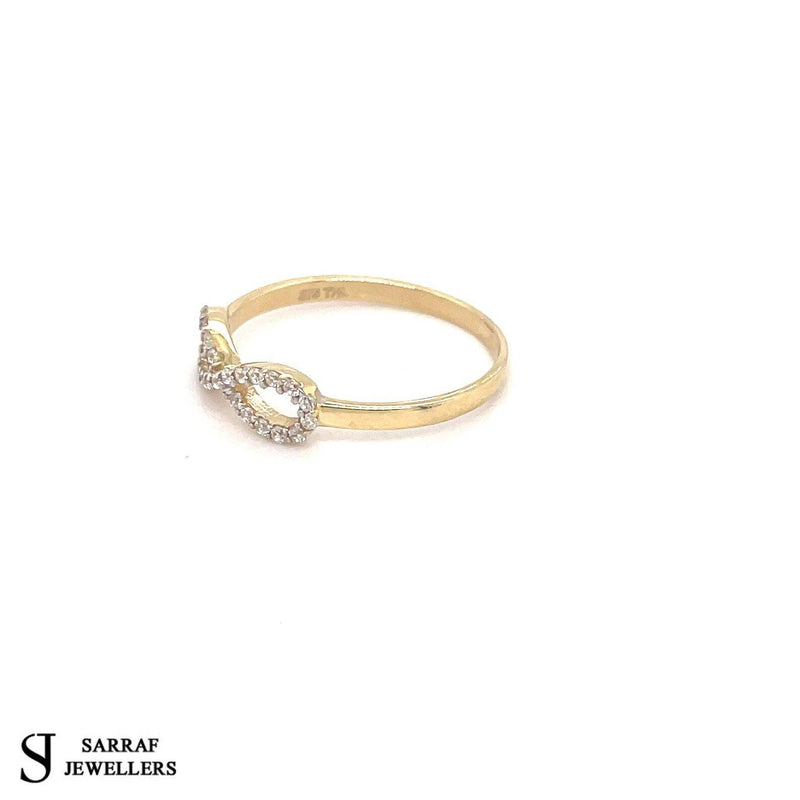 Gold Infinity Ring, 9ct Yellow Gold Ladies Infinity Cz Ring, Gold Crossover Ring - Sarraf Jewellers
