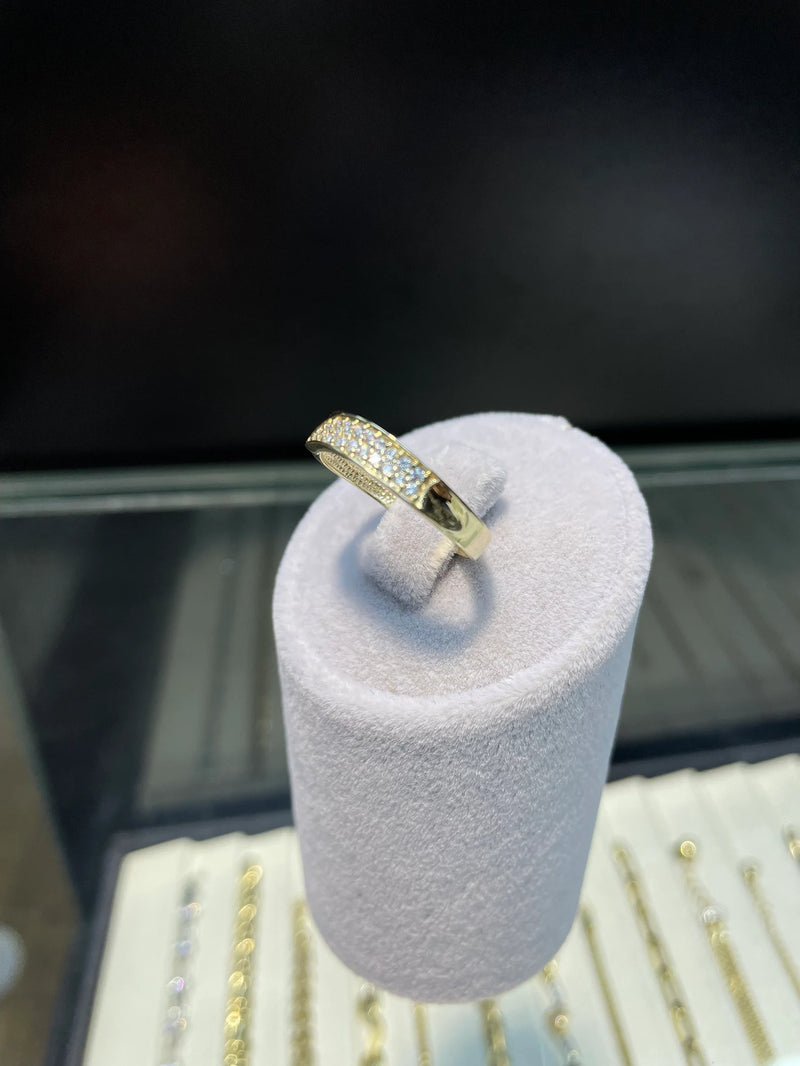 9ct Gold Ring, Simple Gold Ring, White Gold and Yellow Ladies CZ Gold Ring - Sarraf Jewellers