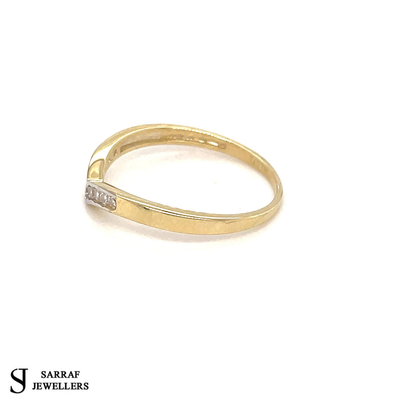 Wishbone Eternity Ring, 9ct Yellow Gold Ring, Stacking Ring, Chevron Ring, Minimalist Ring - Sarraf Jewellers