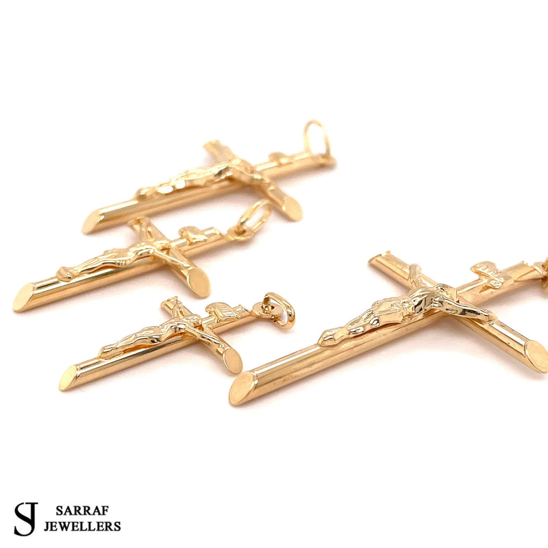 Crucifix Gold Cross, 9k Gold Pendant Cross For Men, Cross For Women, Cross Pendant, Genuine Cross Pendant - Sarraf Jewellers