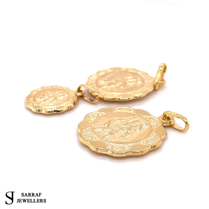 St Christopher Pendant, 9ct St Christopher Medallion Charm Pendant, 375 Hallmarked, Small-Medium-Large - Sarraf Jewellers
