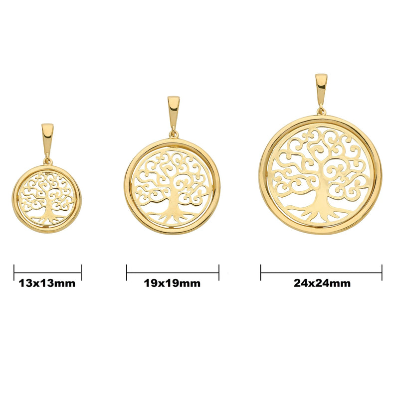 9ct Gold Tree of Life Pendant, Pendant Tree of Life, Round Tree of Life - Sarraf Jewellers