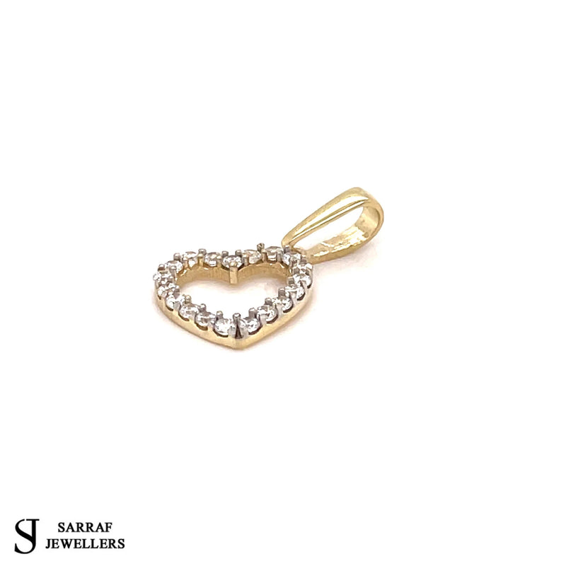 9ct Yellow Gold Heart Pendant, Gold Heart Pendant Charm For Gifts, Gift For Mum, Gifts For Ladies - Sarraf Jewellers