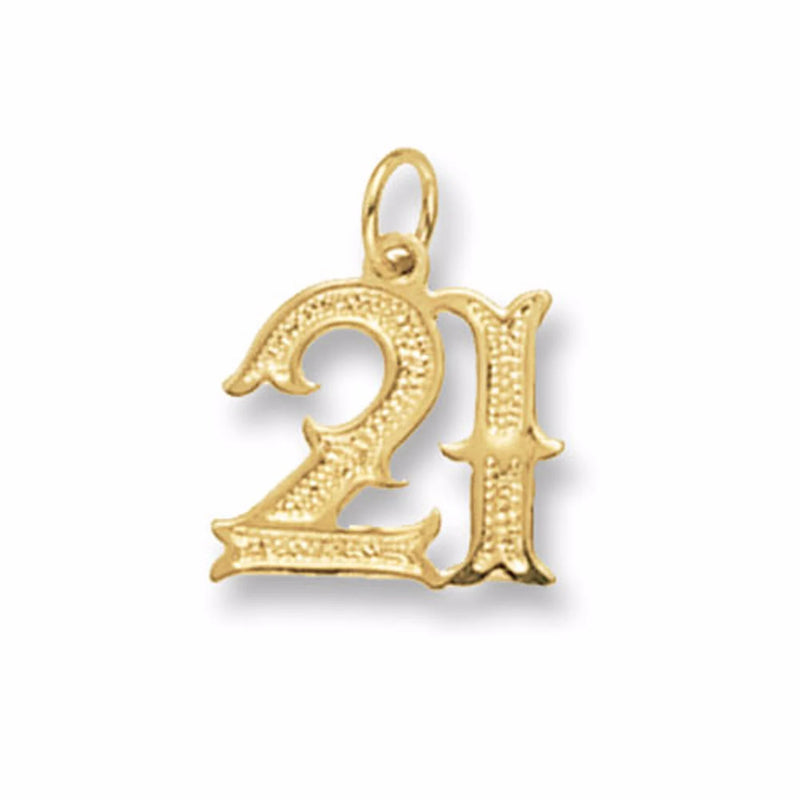 9ct Yellow Gold 18th or 21st Birthday Pendant, Number Pendant, Old English Pendant for Necklace, Birthday Gifts for her/him - Sarraf Jewellers