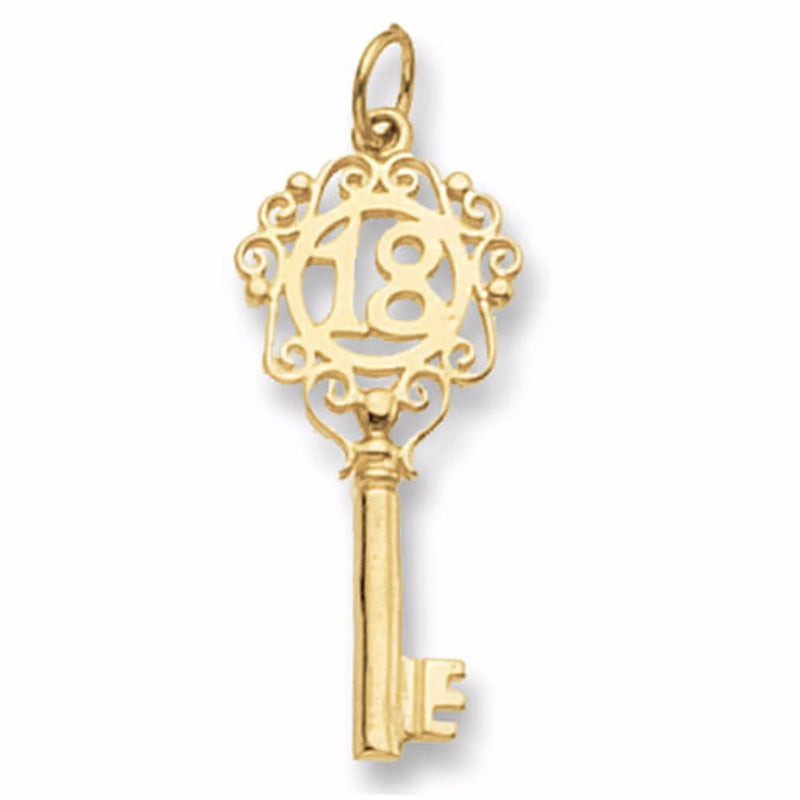 Gold Key Pendant, 9ct Yellow Gold 18th or 21st Birthday Key Pendant, Number Pendant, Old English Pendant for Necklace - Sarraf Jewellers