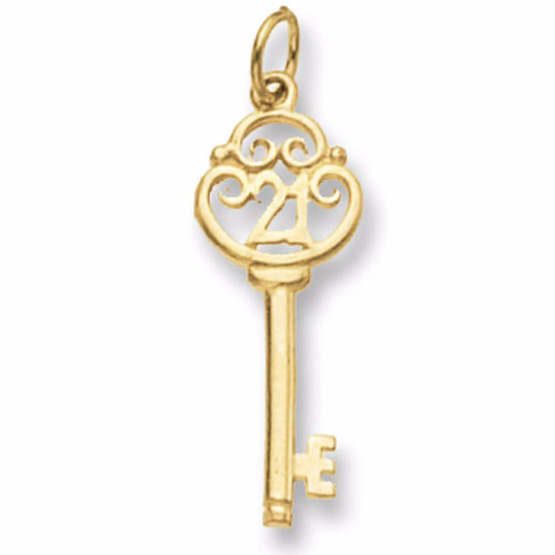 Gold Key Pendant, 9ct Yellow Gold 18th or 21st Birthday Key Pendant, Number Pendant, Old English Pendant for Necklace - Sarraf Jewellers