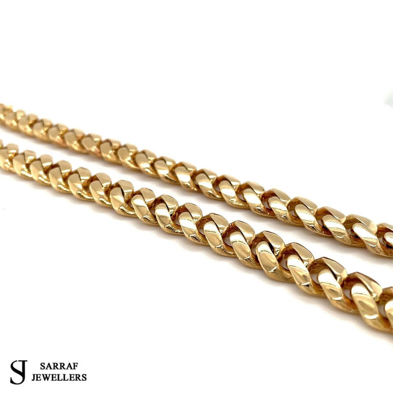 9ct Yellow Gold Cuban Curb Gold Chain Necklace, Curb Chain 10mm Wide Men's 135.3gr 25" - Sarraf Jewellers