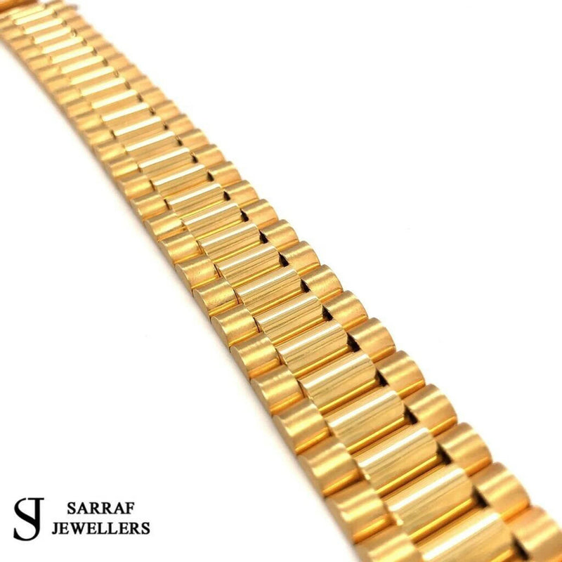 Gold Strap Bracelet 9ct Yellow Gold Strap Belt Bracelet 375 Hallmarked 16MM 44GR 8.5" - Sarraf Jewellers
