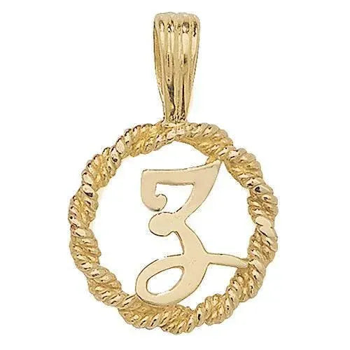 Initial Letter Rope Pendant, 9ct Solid Gold Pendant For Necklace, Inital Charm, A to Z, 375 Stamped, 9 Carat Gold Pendant - Sarraf Jewellers