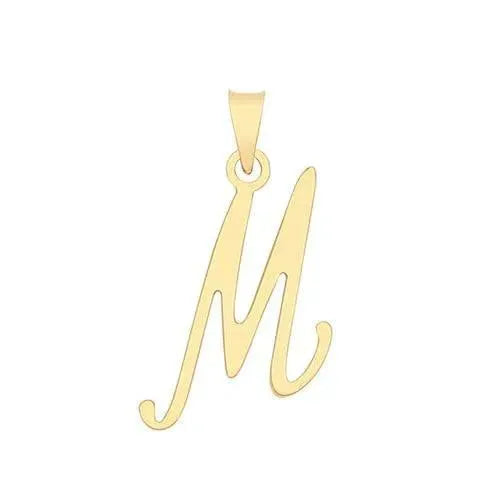 Initial Script Italic 9ct Gold Pendant, Initial Charm, Script Letter Pendant - Sarraf Jewellers