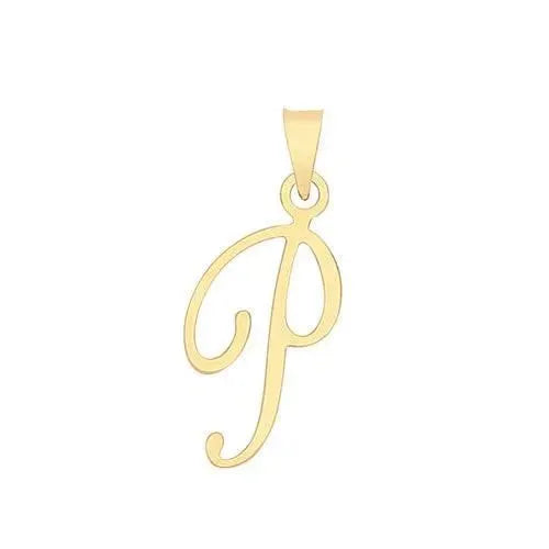 Initial Script Italic 9ct Gold Pendant, Initial Charm, Script Letter Pendant - Sarraf Jewellers