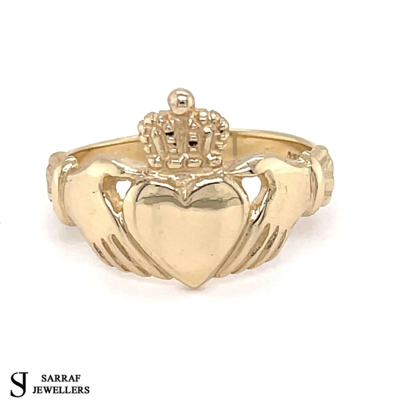 Irish Claddagh Ring, Celtic Ring, Heavy Claddagh Gold Ring, Traditional Ring, 9ct Gold Irish Ring - Sarraf Jewellers
