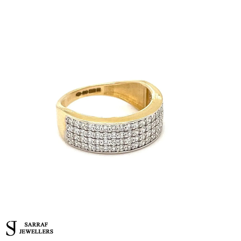 Ladies Gold Eternity Wedding Band, 9k Yellow Gold Hallmarked Ladies Cubic Zirconia CZ Ring, Gifts for Her - Sarraf Jewellers
