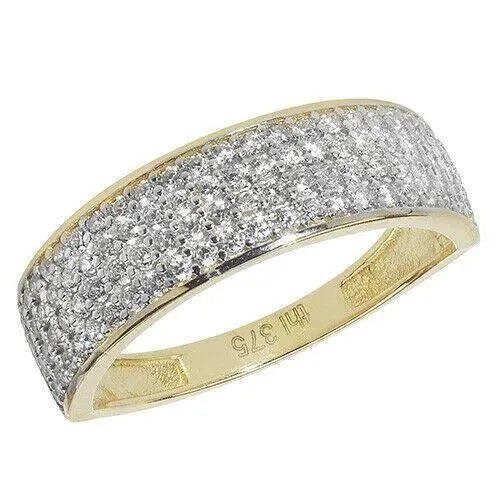 Ladies Gold Eternity Wedding Band, 9k Yellow Gold Hallmarked Ladies Cubic Zirconia CZ Ring, Gifts for Her - Sarraf Jewellers