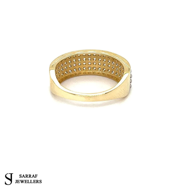 Ladies Gold Eternity Wedding Band, 9k Yellow Gold Hallmarked Ladies Cubic Zirconia CZ Ring, Gifts for Her - Sarraf Jewellers