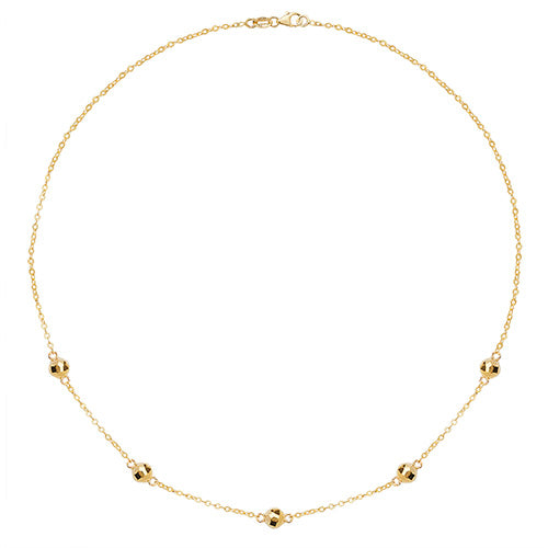 9ct Yellow Gold LADIES Spaced Out Beaded Necklet 16 Inches 2GR 375 Brand New - Sarraf Jewellers