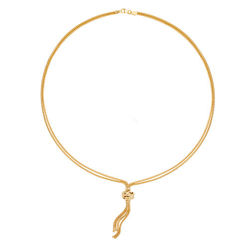 9ct Yellow Gold Ladies TASSEL+ KNOT Necklet 18+2 INCH 6.6 GR 375 Brand New - Sarraf Jewellers