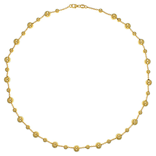 9ct Yellow Gold Unisex Spaced Out Beaded Necklet 17 Inches 4.8GR 375 Brand New - Sarraf Jewellers
