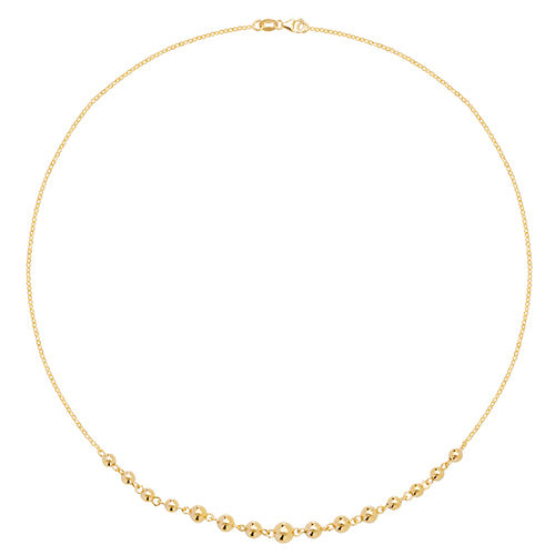9ct Yellow Gold LADIES Beaded Necklet 16 Inches 2.4GR 375 Brand New - Sarraf Jewellers