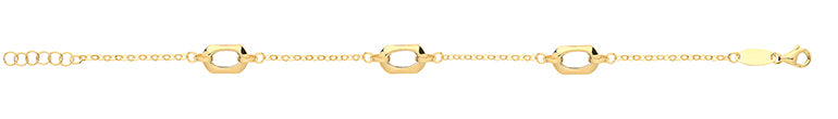 9ct Yellow Gold Spaced Out HEXAGON Necklet & Bracelet Set 17"+1 & 7.5" Brand New - Sarraf Jewellers