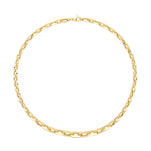 9ct Yellow Gold Gradual Oval Open Link Necklet 17 Inches 8.9GR 375 Brand New - Sarraf Jewellers