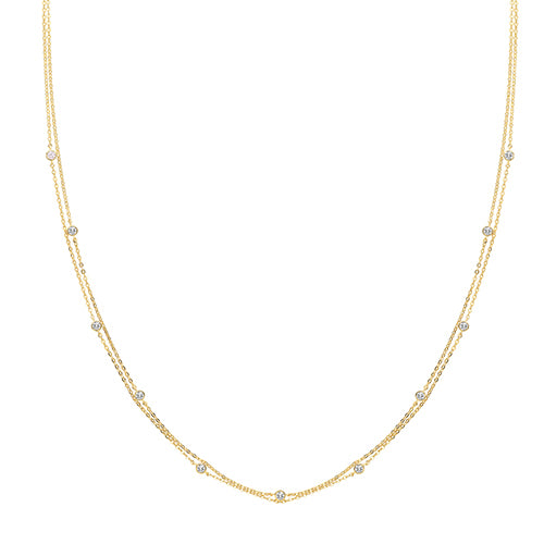 9k gold set, CZ Double Chain Necklet & Bracelet Set, Ladies, Gifts for Her Brand New - Sarraf Jewellers