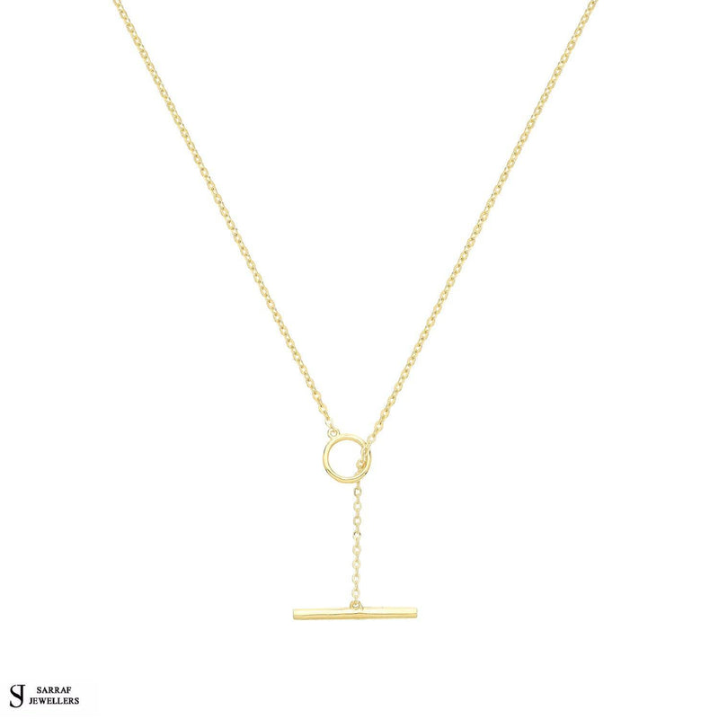 9ct Yellow Gold Open Circle Bar Y Necklet, Gold Chain Necklace Bar Shaped for Ladies - Sarraf Jewellers
