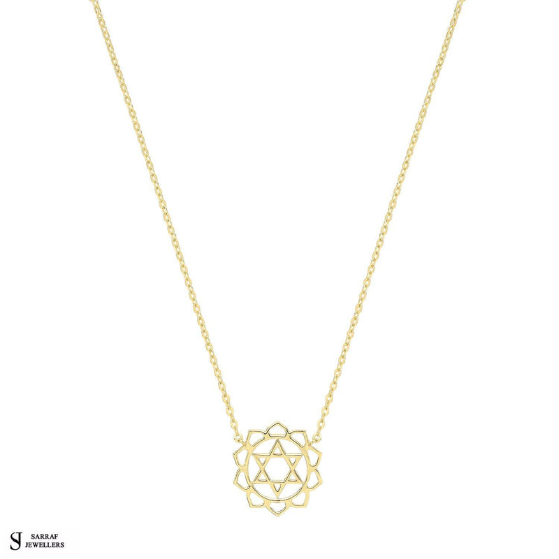 9ct Yellow Gold Mandala Necklet, Gold Chain Mandala Pendant Necklace for Ladies - Sarraf Jewellers