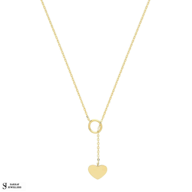 9ct Yellow Gold Open Circle Heart Necklet, Heart Shaped Gold Chain Necklace for Ladies - Sarraf Jewellers
