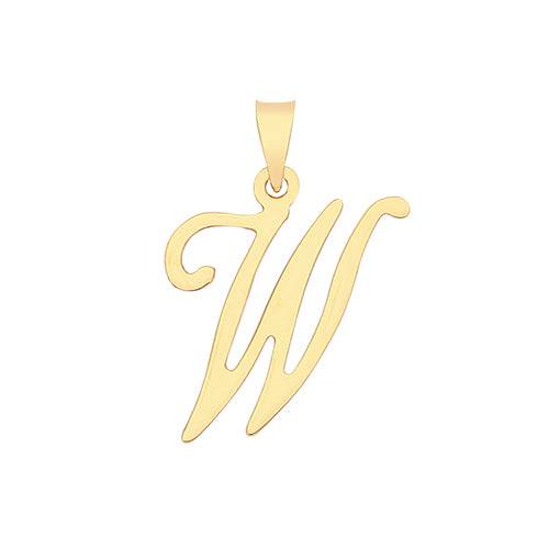 Initial Script Italic 9ct Gold Pendant, Initial Charm, Script Letter Pendant - Sarraf Jewellers
