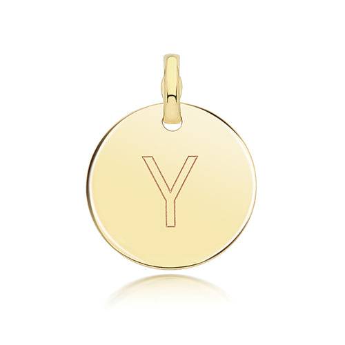 Round Plain Initial Letter Pendant, 9ct Solid Gold Pendant For Necklace, Inital Charm, A to Z, 375 Stamped, 9 Carat Gold Pendant - Sarraf Jewellers