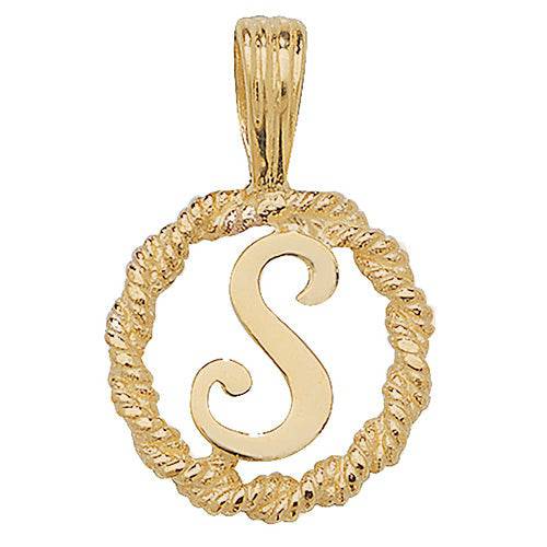 Initial Letter Rope Pendant, 9ct Solid Gold Pendant For Necklace, Inital Charm, A to Z, 375 Stamped, 9 Carat Gold Pendant - Sarraf Jewellers