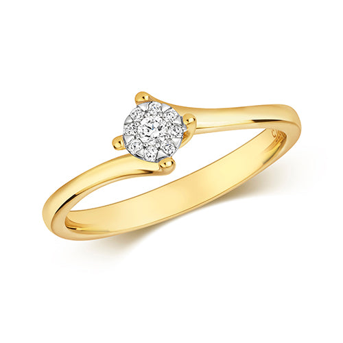 Elegant and Timeless: 9ct Gold Crossover Engagement Ring with 0.18 ct Diamond